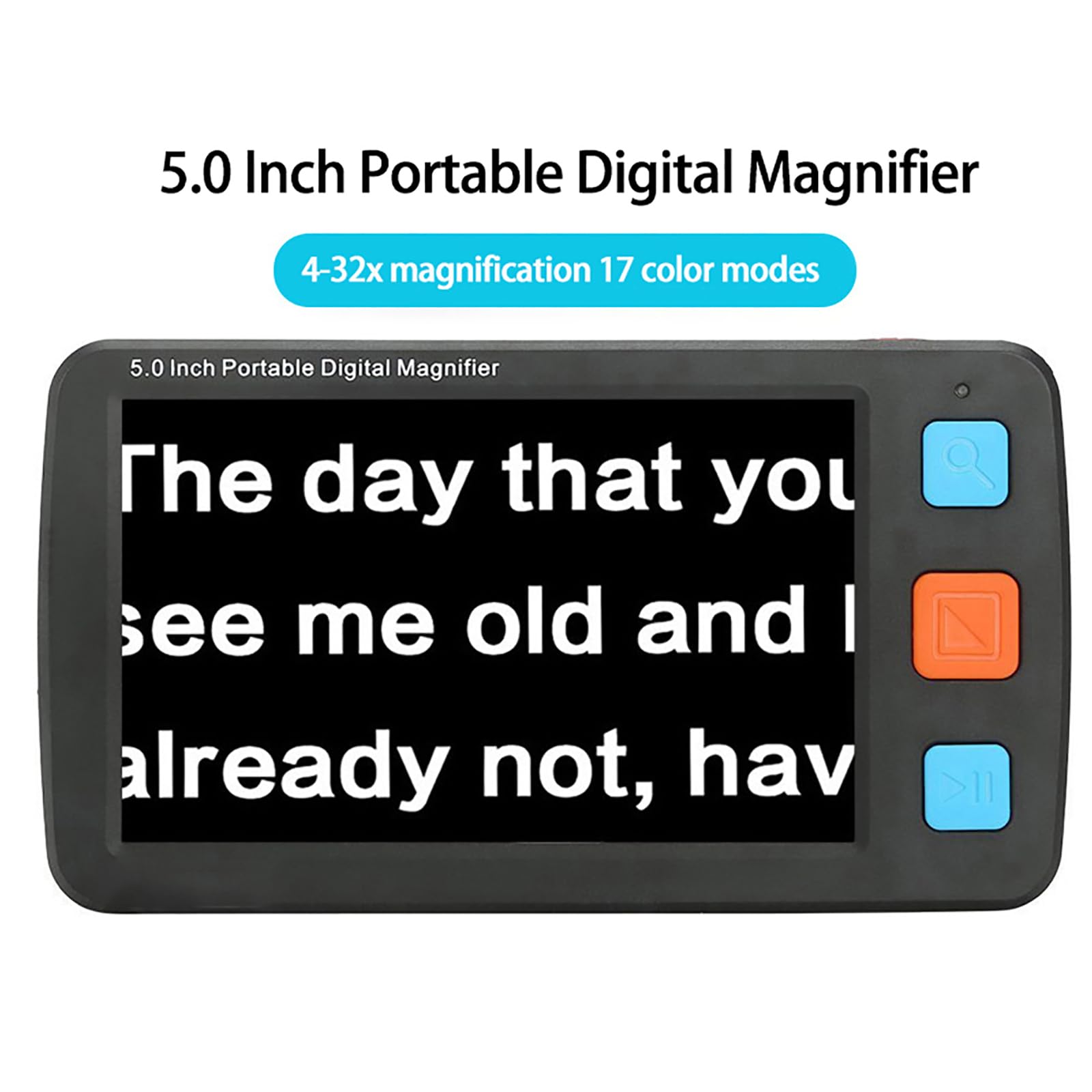 Lupa Digital Portátil De 5 Pulgadas, Lupa De Mano con Ayudas Visuales, Aumento De 4X A 32x, 5 Modos Ajustables, Lupa De Video, 17 Modos De Color, para Baja Visión.