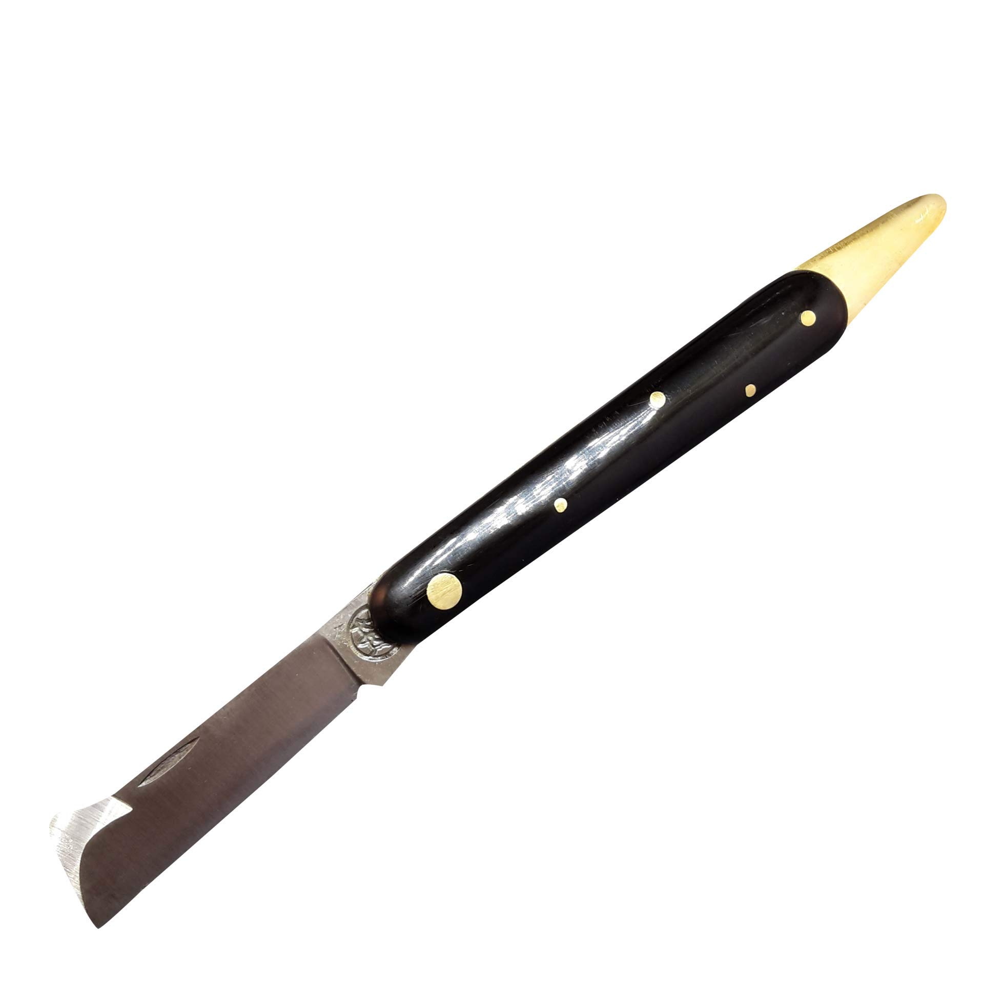 DUE BUOI Coltello da Innesto 20 cm con Lama in Acciaio Inox e Spatola chiudibile per Innestare
