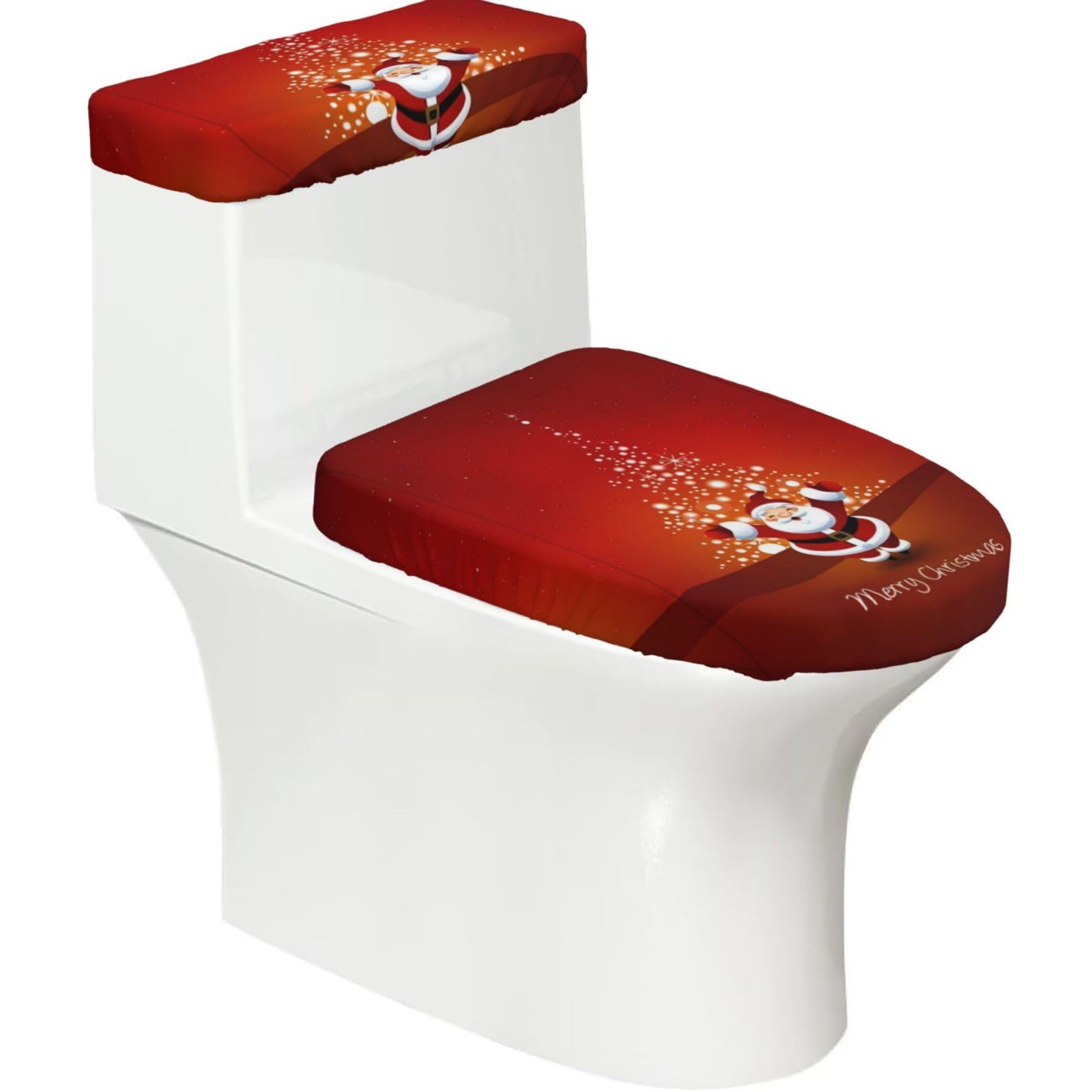 Mrowyc Black Christmas Santa Claus Printed Toilet Seat Set - Set Of 2 - Universal Toilet Seat Cover - Housewarming Birthday Christmas Gift