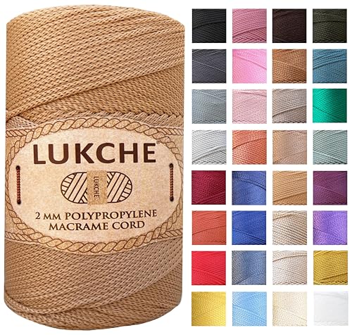 Cordon en polyester pour macramé 2mm fil camel de 230m en polypropylène