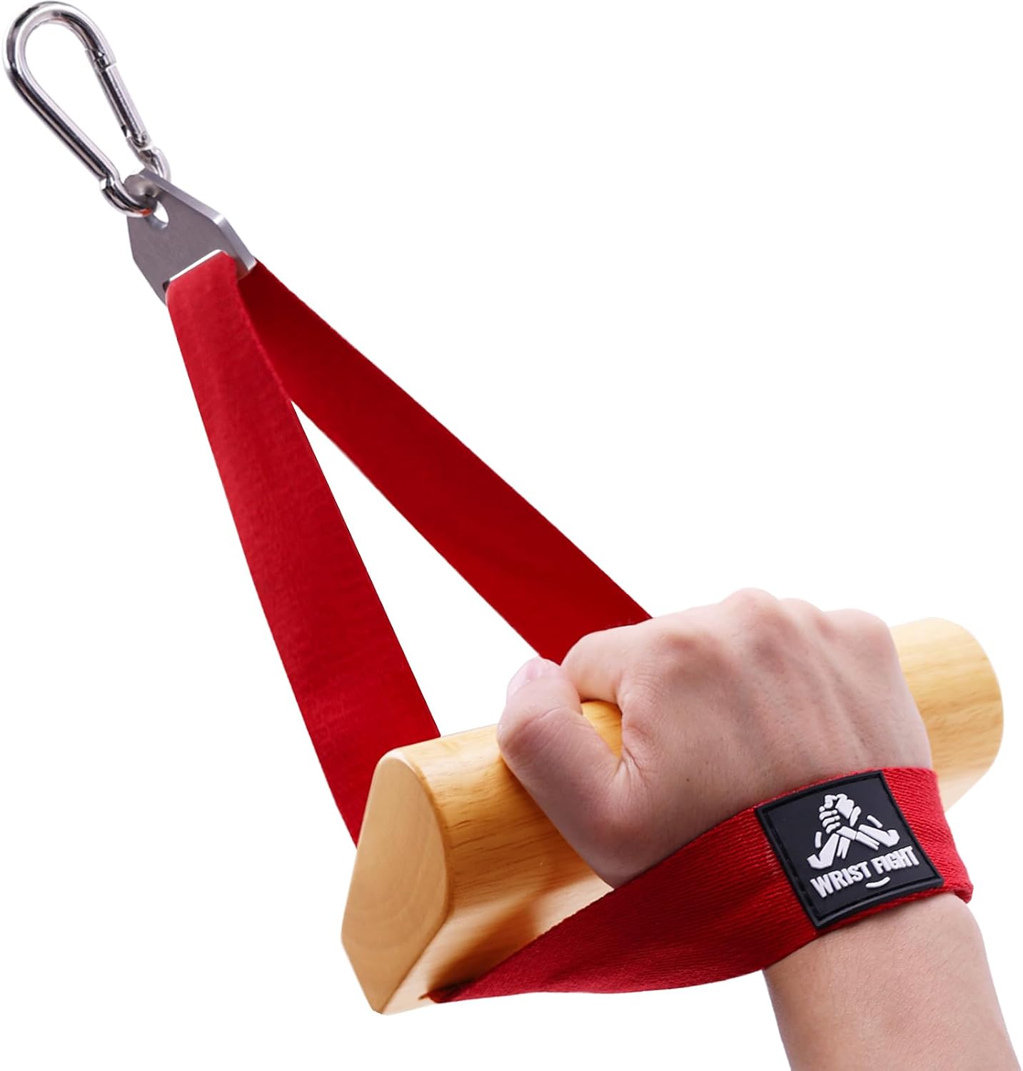 Arm Wrestling Training Handle with Ergonomic Wooden Grip – Wrist & Forearm Strength Trainer Cable Machine Handles, Pulldown Attachments