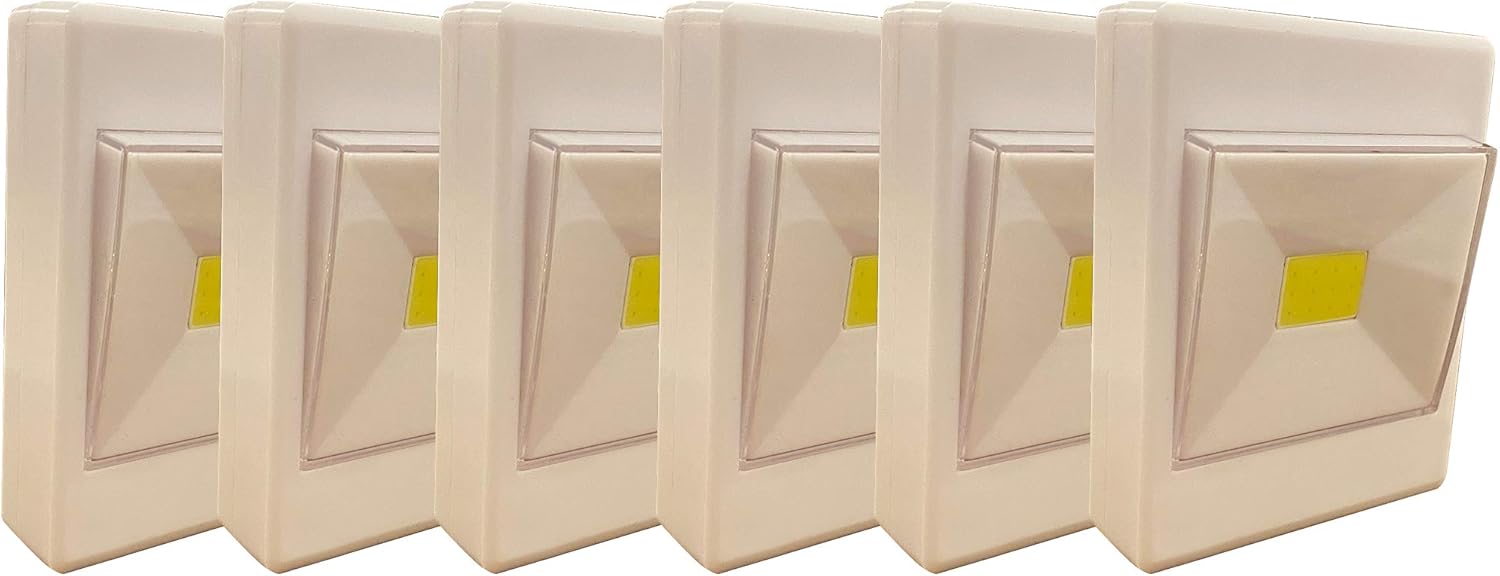 Nightlighter NLTL6W Battery Powered LED Touch Light, White, Pack of 6 – Adhesive Pads and Screw Included – Ultra-Bright for Small Spaces