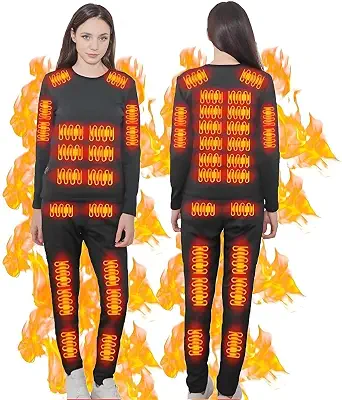 Heated Thermal Underwear for Men and Women USB Charge 42 Zone Intelligent Heated Long Johns