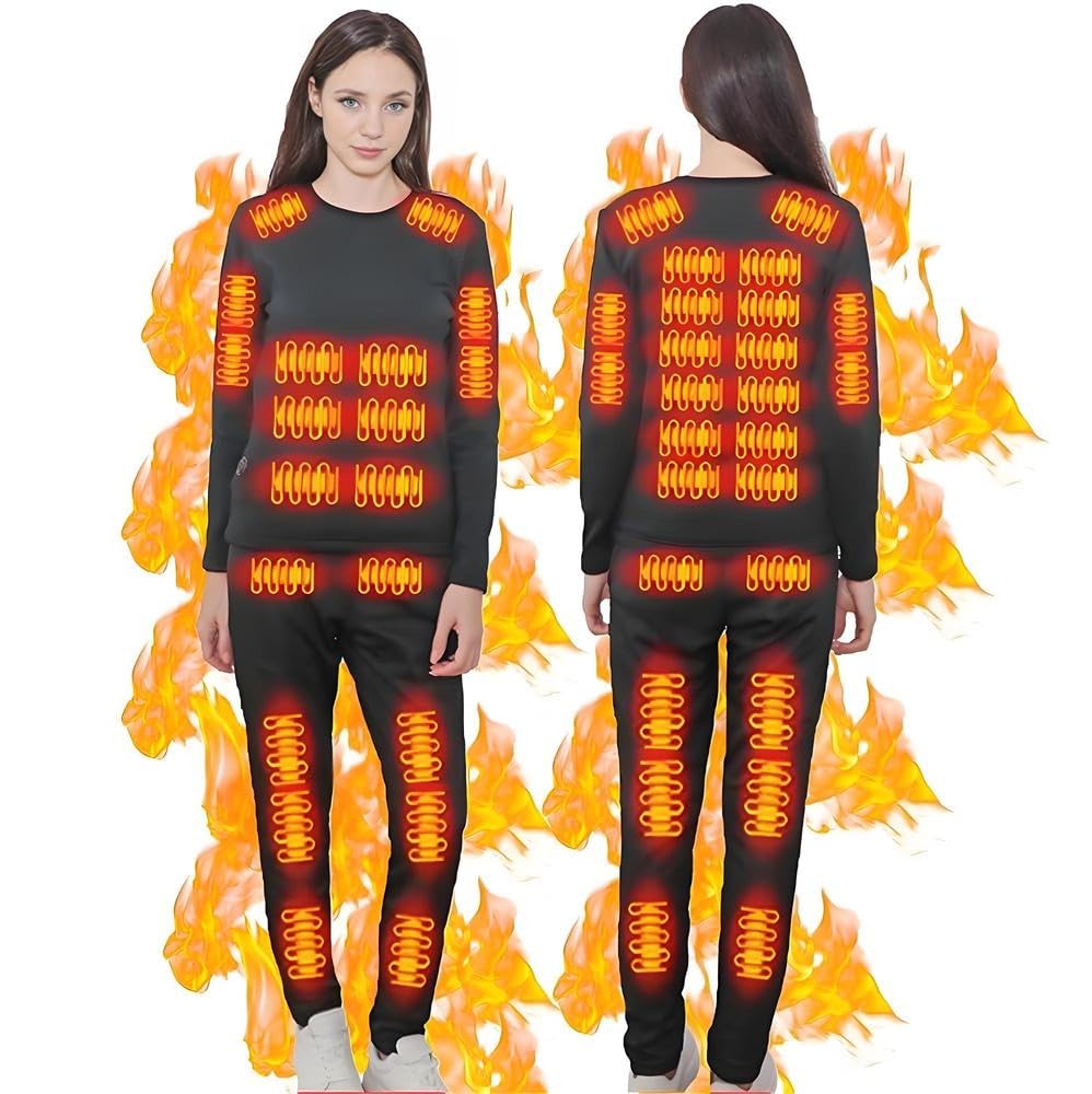 Heated Thermal Underwear for Men Women USB 42 Zone Intelligent Heated Thermals top and Heated Pants Set XS-4XL