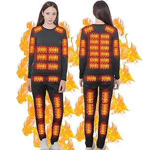 Heated Thermal Underwear for Men Women USB 42 Zone Intelligent Heated Thermals top and Heated Pants Set XS-4XL