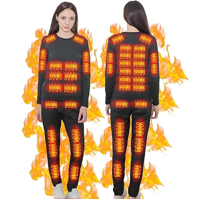 Heated Thermal Underwear for Men Women USB 42 Zone Intelligent Heated Thermals top and Heated Pants Set XS-4XL