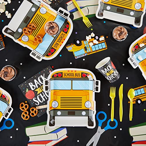 Image of BLUE PANDA School-Themed Disposable Plastic Tablecloths - 54 x 108 in, Multicolor, 3-Pack, Durable - Party & Classroom Decor Plastic Table Cover