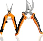 Garden Pruning Shears, Small Plant Scissors, 2 Piece Hand Tool Set, Pruner for Tree Branch, Trimming Snips, Heavy Duty Cutter, Yard Work Gifts