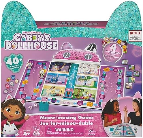 Gabby’s Dollhouse, Meow-Mazing Board Game Based on The DreamWorks Netflix Show with 4 Kitty Headbands, for Families & Kids Ages 4 and up 8 616LbkPwcbL. AC