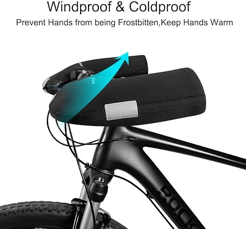 Miniatura 3 de ROCKBROS Manoplas para manillar de bicicleta, cubierta térmica de invierno, para ciclismo, cálido, resistente al viento, para clima frío, para MTB