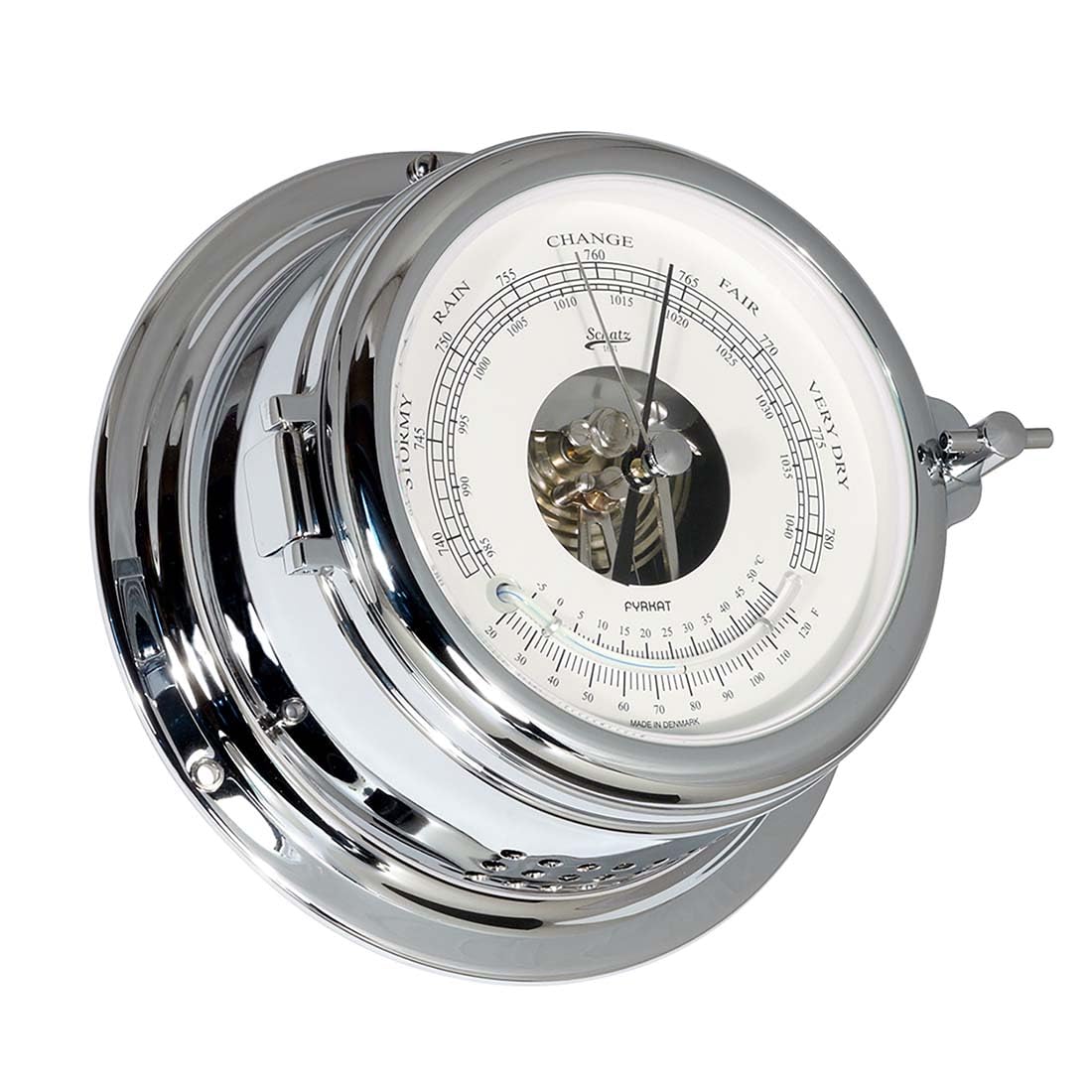 Thermomètre baromètre Delite Schatz 453bt en laiton chromé de luxe