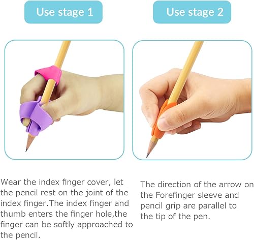 Miniatura 5 de Firesara Agarres ergonómicos para lápices de arco iris para escritura a mano de niños, agarre de lápiz para corrección de postura, ayuda de