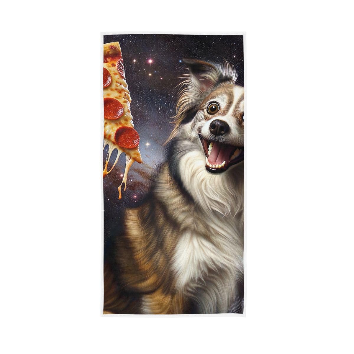 HUYGD Funny Dog Pizza on Space Hand Towel, Lightweight Towels for Bathroom, Gym, Hotel, Spa 15 x 30 Inches