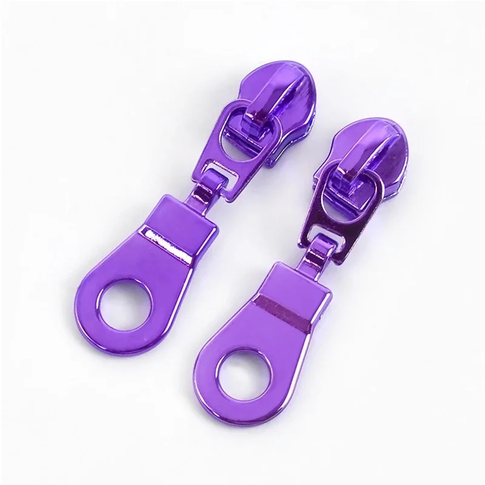 Tiradores de cremallera, 50 tiradores de cremallera de metal 5# para coser cremalleras de nailon, cintas deslizantes, zapatos, bolsas, kit de reparación de cremalleras (ZT179-morado)