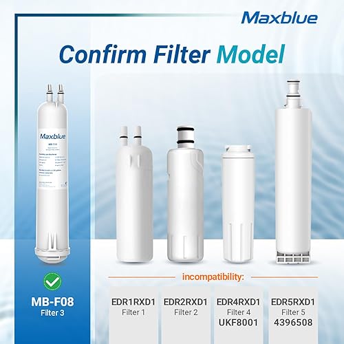 Miniatura 2 de Maxblue MB-F08 Repuesto para 4396841, Everydrop Filter 3, EDR3RXD1, 4396710, Kenmore 46-9083, 46-9030, filtro de agua para refrigerador, 2 filtros