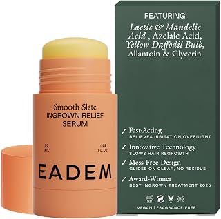 EADEM Smooth Slate Ingrown Hair Roller Serum: Fades Bumps, Dark Spots & Scars | AHAs Slow Regrowth for Bikini, Armpits