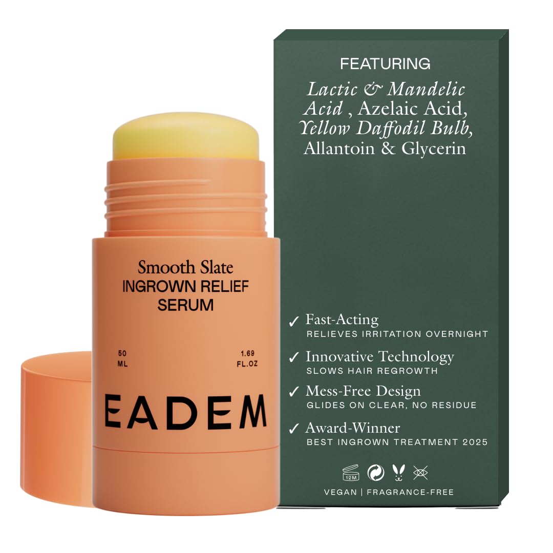EADEM Smooth Slate Ingrown Hair Roller Serum, Targets Bumps Trapped Hairs, Faded Topicals for Scarring and Dark Spots, AHAs and Tyrosinase, Slows Ingrown Hair Regrowth