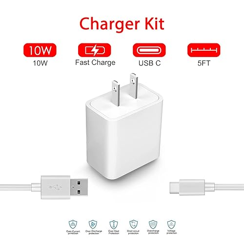 Miniatura 6 de Adaptador de corriente alterna de 5 V, cargador de pared, cable de carga USB C, compatible con Vtech RM5754HD2HD, VTech RM5764HD2HD, VTech