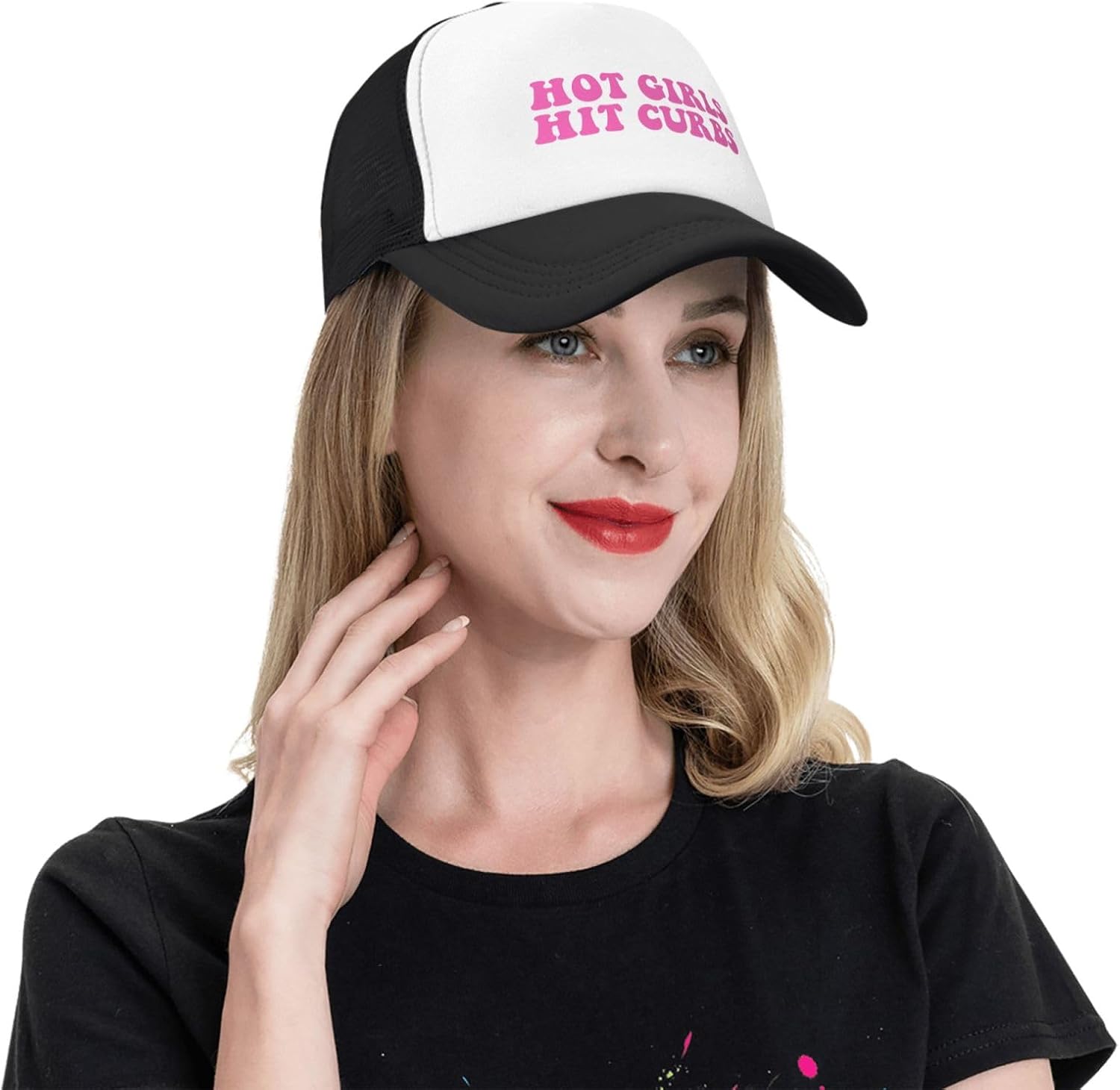 Hot Girls Hit Curbs Funny Trucker Hat for Man Adjustable Adult Trucker Caps Inappropriate Gift for Girl