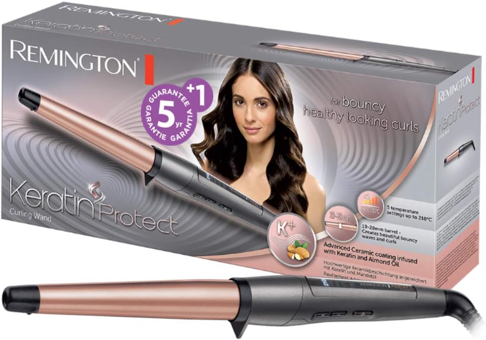 Remington Saç Maşası Keratin Protect , Konik, Yüksek Kaliteli Grip-Tech Seramik Kaplama, Gri/Pembe Altın, Ci83V6