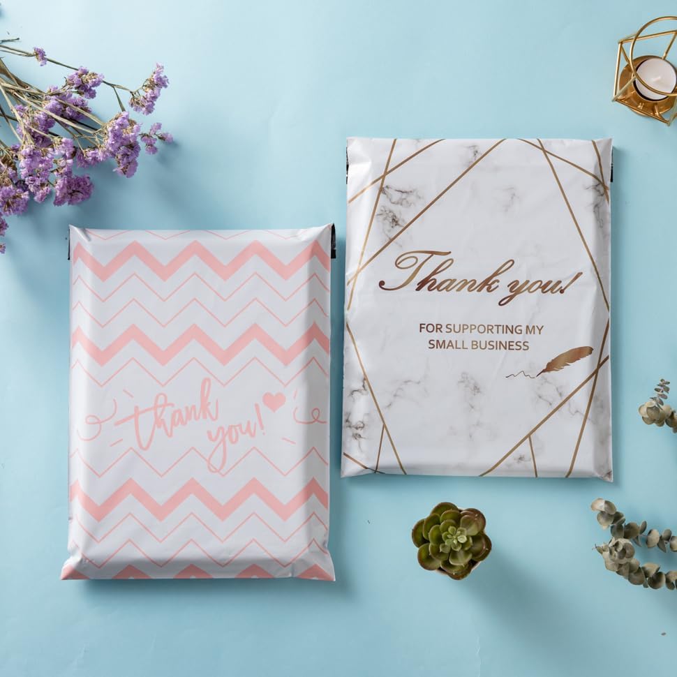 Miniatura 3 de SHIPKEY 100 sobres de polietileno rosas de agradecimiento de 10 x 13 pulgadas, sobres de polietileno reutilizables para joyas, aretes, sobres