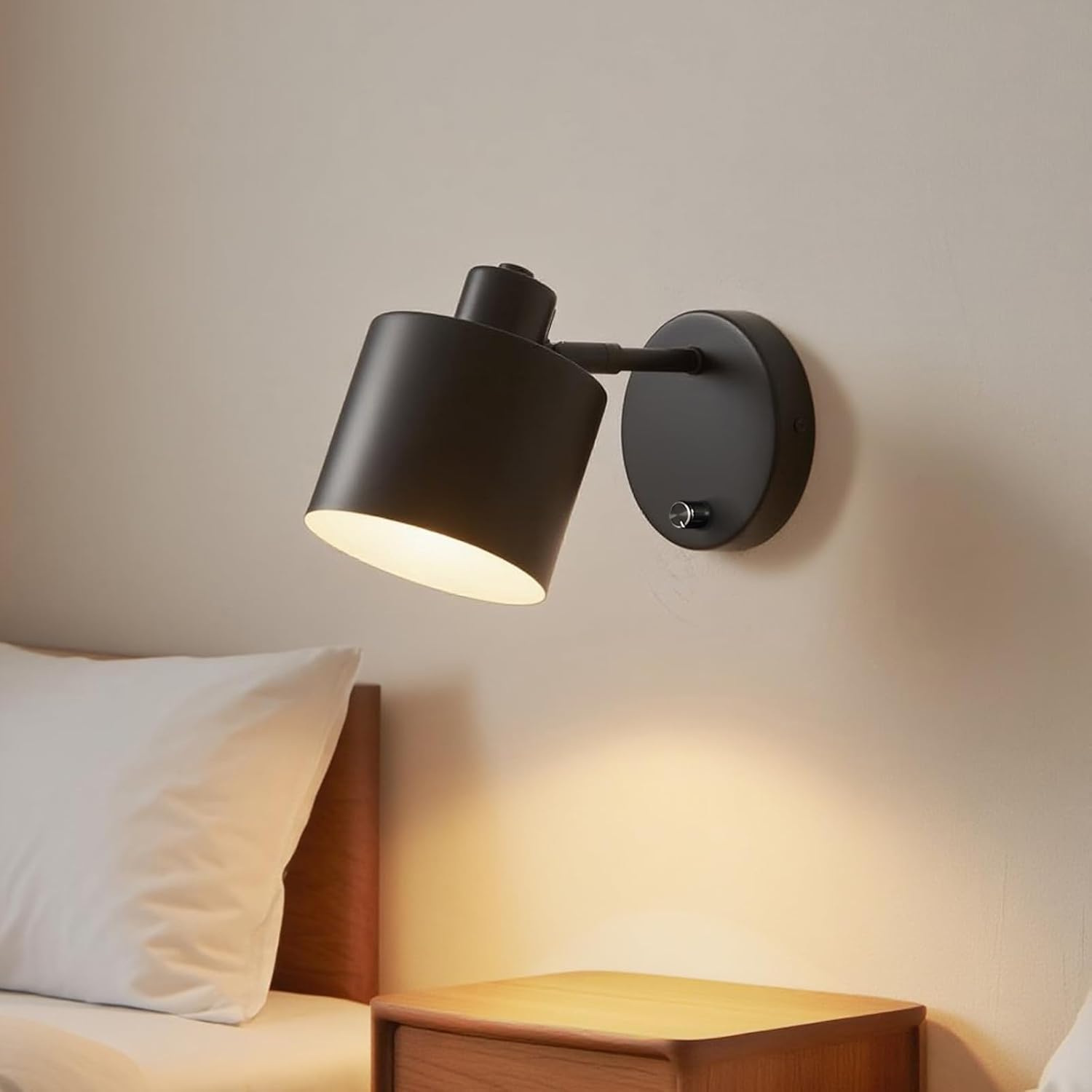 LIGHTESS Wall Sconce with Switch Farmhouse Wall Sconces with on Off Dimmer Black Industrial Hardwired Wall Lights Rustic Dimmable Wall Lamp for Bedroom Living Room Hallway,Set of Two