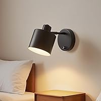 Vista 7 de LIGHTESS Aplique de pared con interruptor, apliques de pared de granja con atenuador de encendido y apagado, luces de pared industriales negras