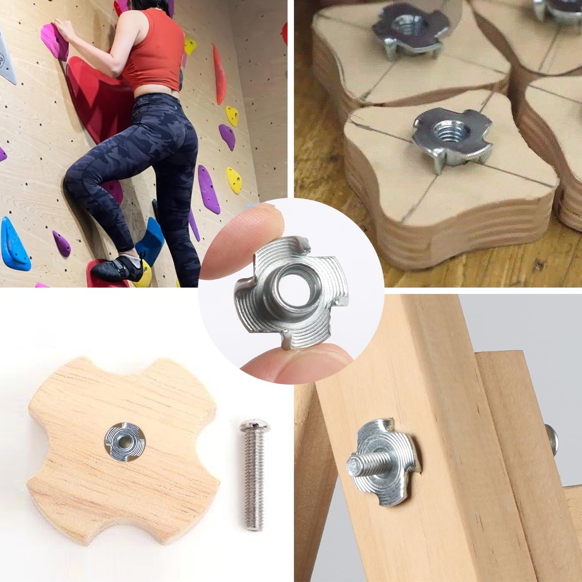 Dadi A T In Acciaio Zincato M5 - 4 Punte Per Mobili Legno | Inserti Blindati | Dado Ragno Metallo - Foto 3