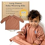 BIBaDO - Long Sleeve Baby Bibs - Babies & Toddlers 6-36 Months - Coverall Baby Led Weaning Bib - Easy Wipe, Soft & Waterproof