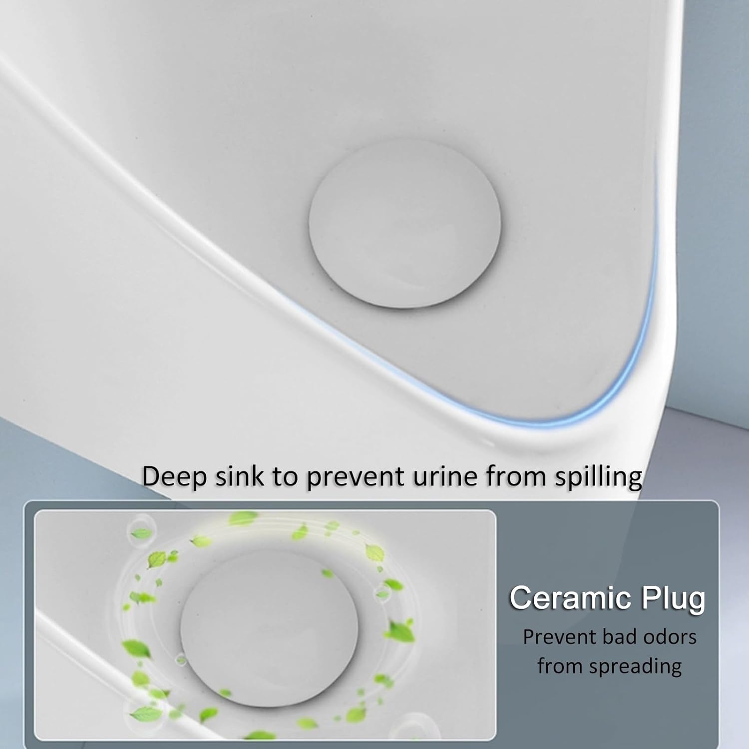 Jcgly Corner Urinal for Small Space, Space-Saving Urinals for Men, Washout Urina with Touchless Flush Button, White, 9'' X 9'' X 23''