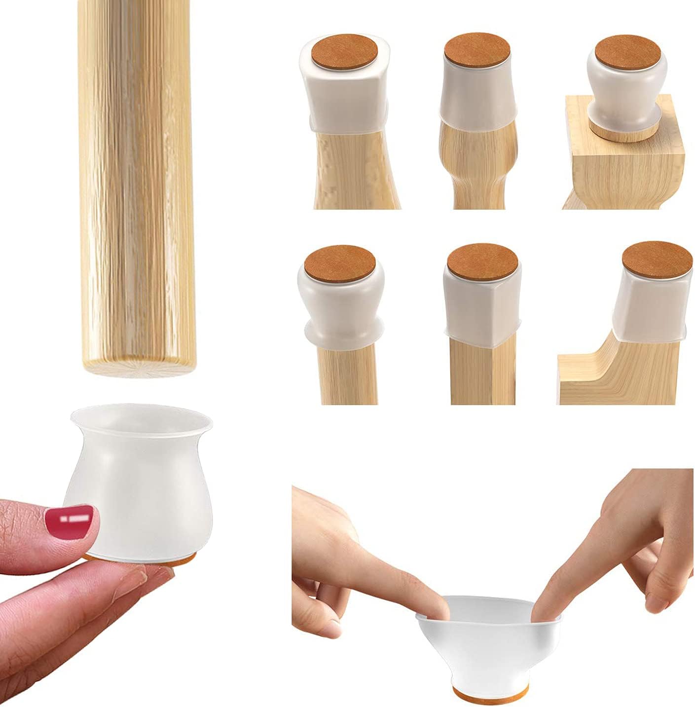 Peryus Silicone Chair Leg Covers Protect Floors,Felt Bottom