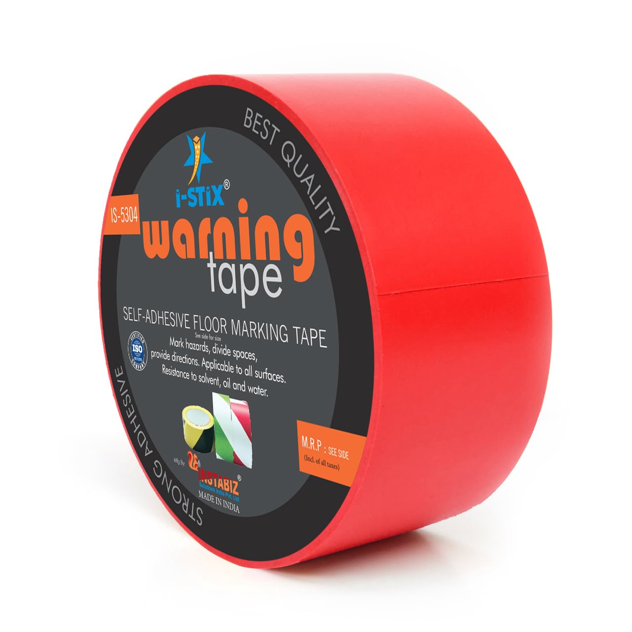 i-stix Safety Ribbon Warning Tape Striped Adhesive Caution Tape for Indoor and Outdoor Use, Waterproof and Tear Resistant (Red)