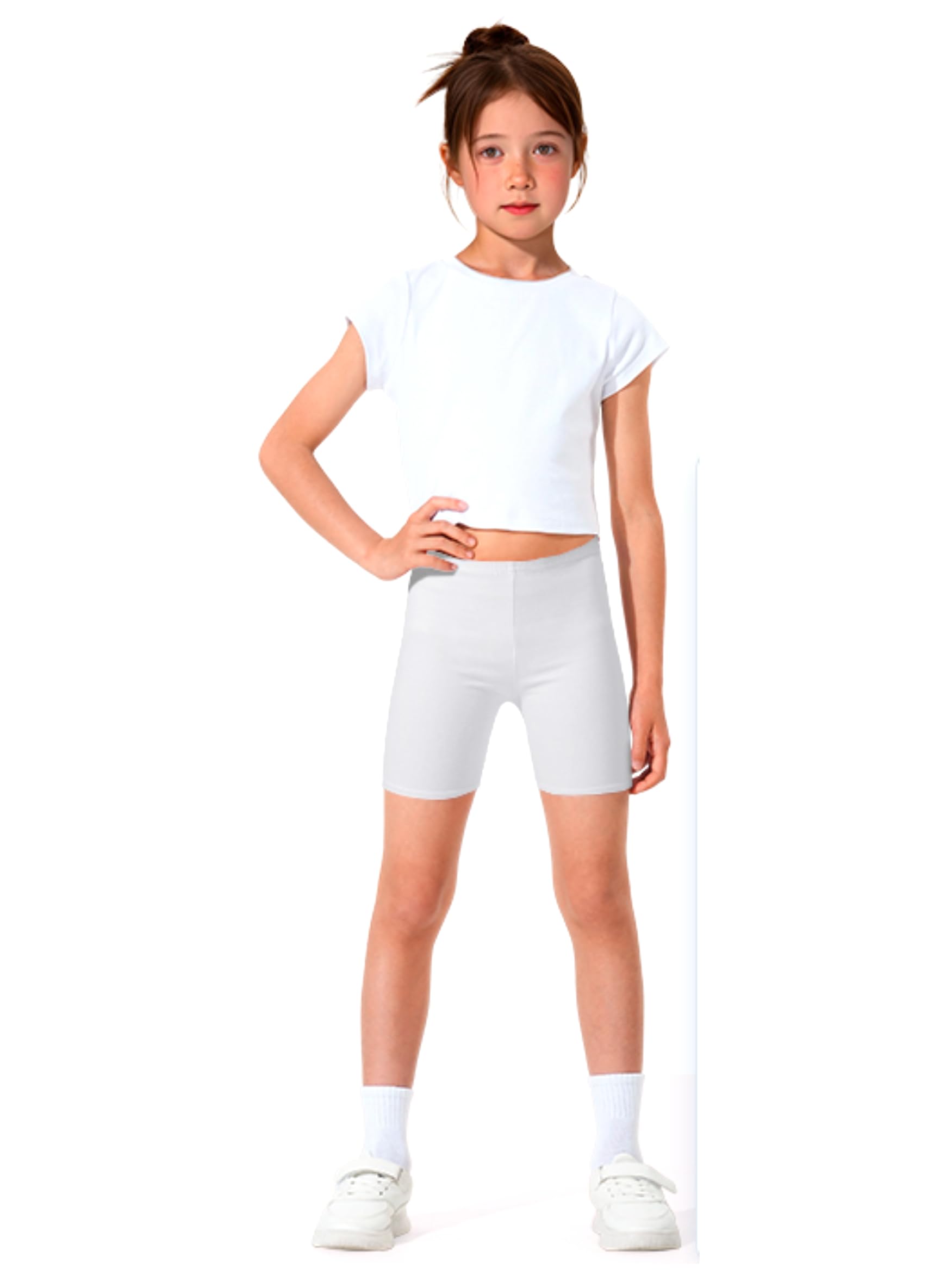 Khwaish Store Boys & Girls Cotton Cycling, Biker, Aathletic Shorts Soft Stretcheble Workout Yoga Mid Thigh Length Boyshort Underwear. Pack of 2_(White, 8-9Year) 4