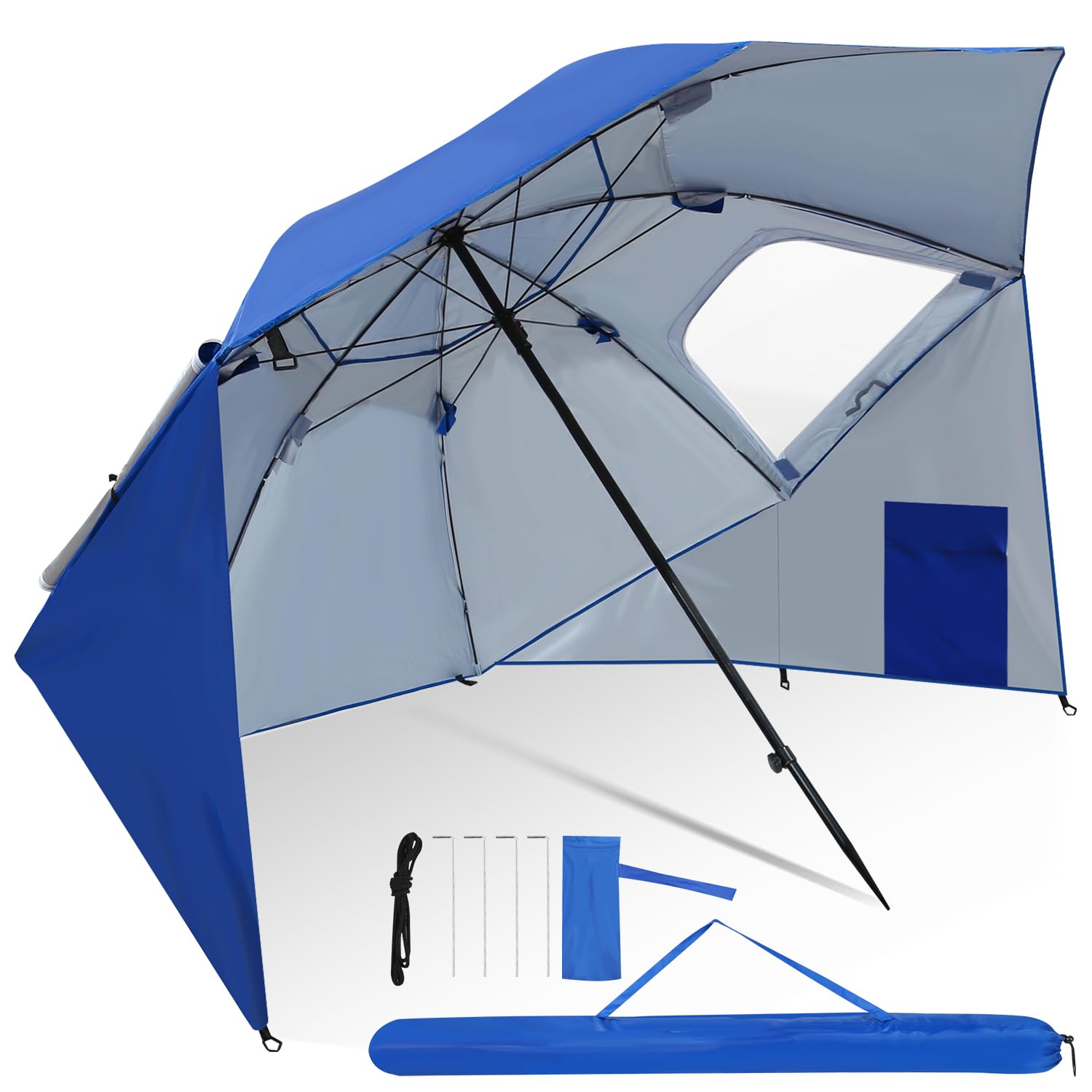 Parasol strandschelp, robuuste 2-in-1 parasol voor strand en tuin Parasol strandschelp, robuuste 2-in-1 parasol voor strand en tuin