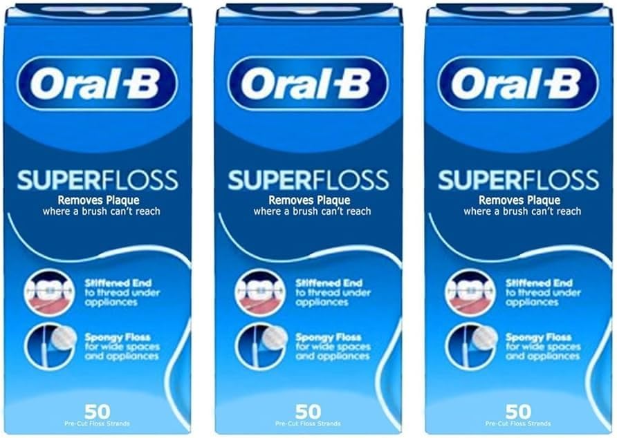50 Pieces Pre-Cut Super Floss - Pack of 3