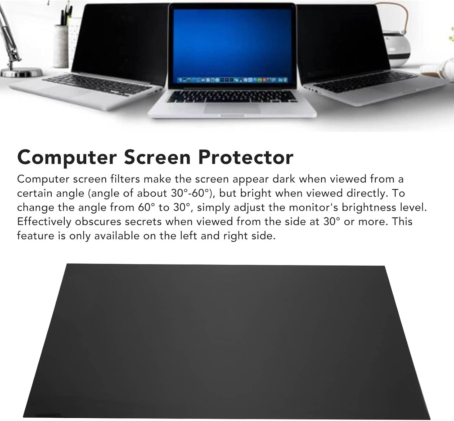20in Computer Privacy Screen Filter, 16: 9 Removable Desktop PC Secret Protect Screen Sheild with Eye Care, 20 Inch Computer Monitor Black Transparent Film