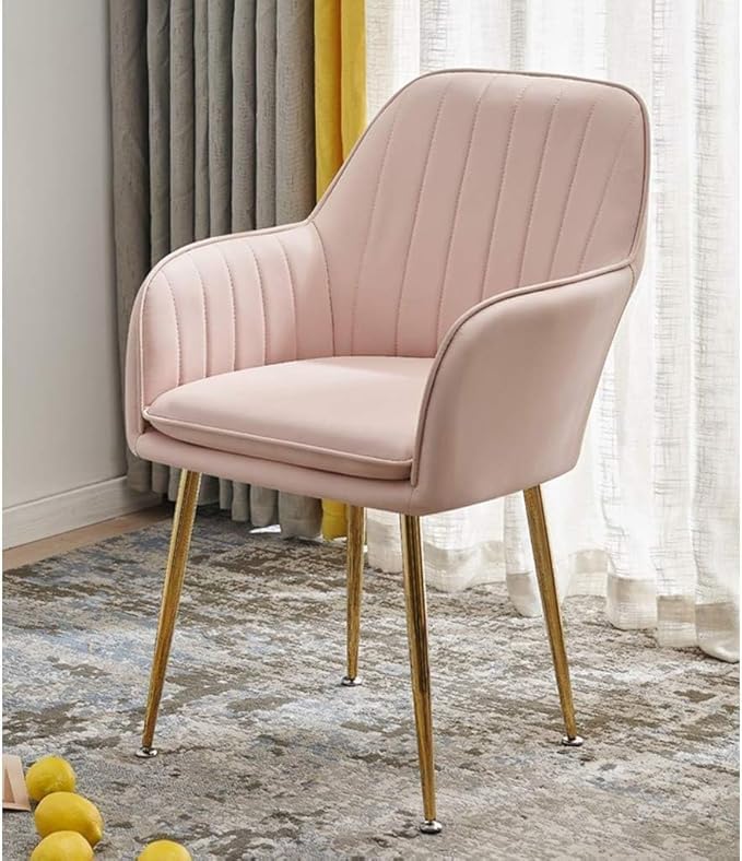 Image of Baby Pink Velvet Chair for Home | Modern Accent Armchair in Soft Velvet Fabric with Golden Legs | Set of 2 Premium Accent Chair for Living Room Bedroom Restaurent | Baby Pink, 2 pc (Baby Pink)