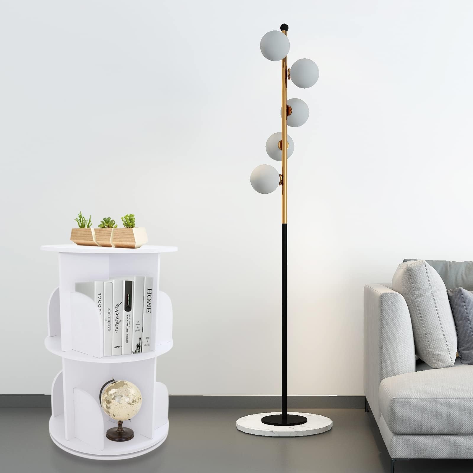 Draaibare massief houten boekenkast, draairek, houten rek met tafelvoet, 360° mobiel staand rek, multifunctioneel wandrek (31 cm x 46 cm