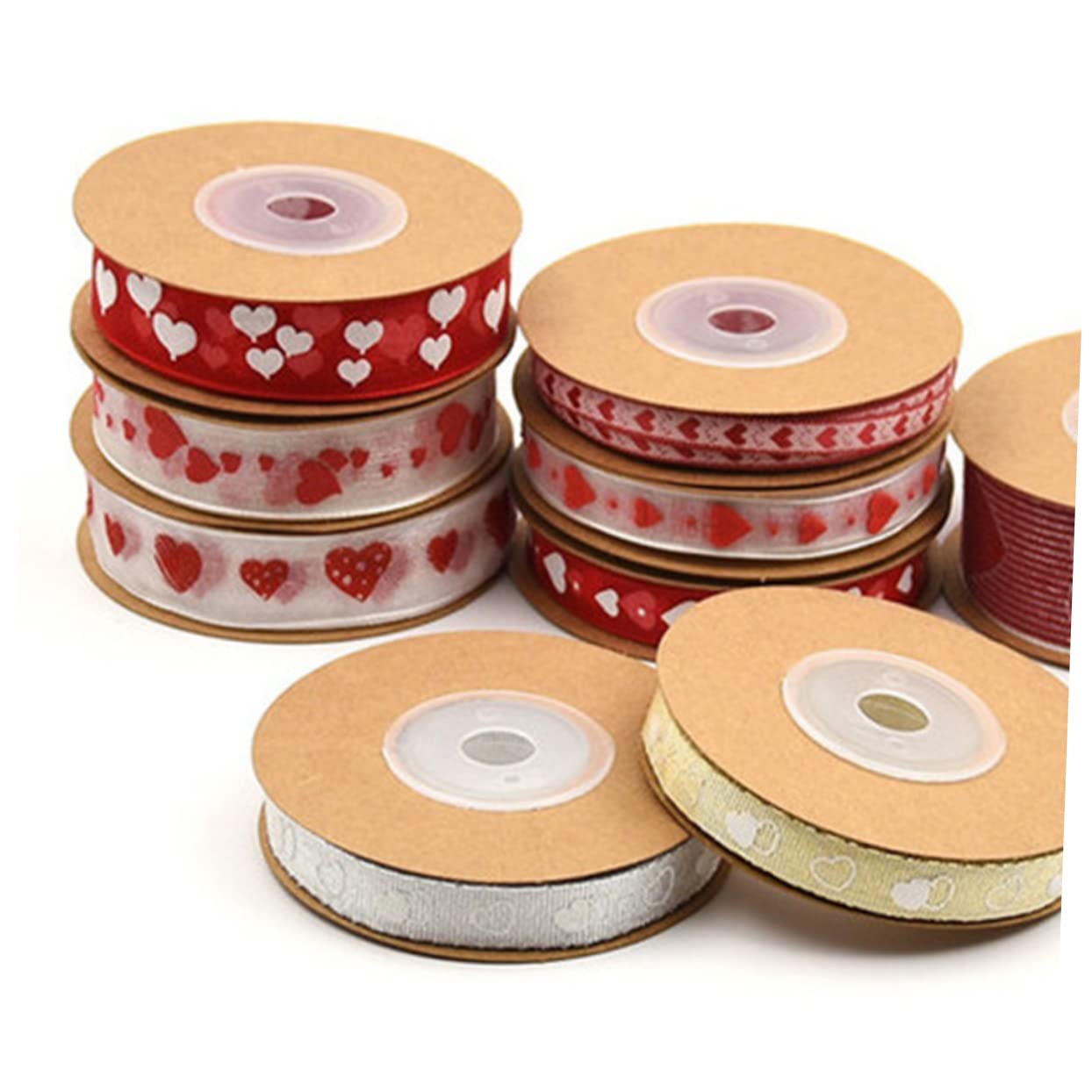 Lurrose 3 Sätze Valentinstag Banddekor Strasssteine Hochzeitsband Valentinsgrüße Gold Sackleinen Herz Schleife Liebe Valentinstag Bänder Verpackungsband Aufkleber Polyester 3 Rollen * 3