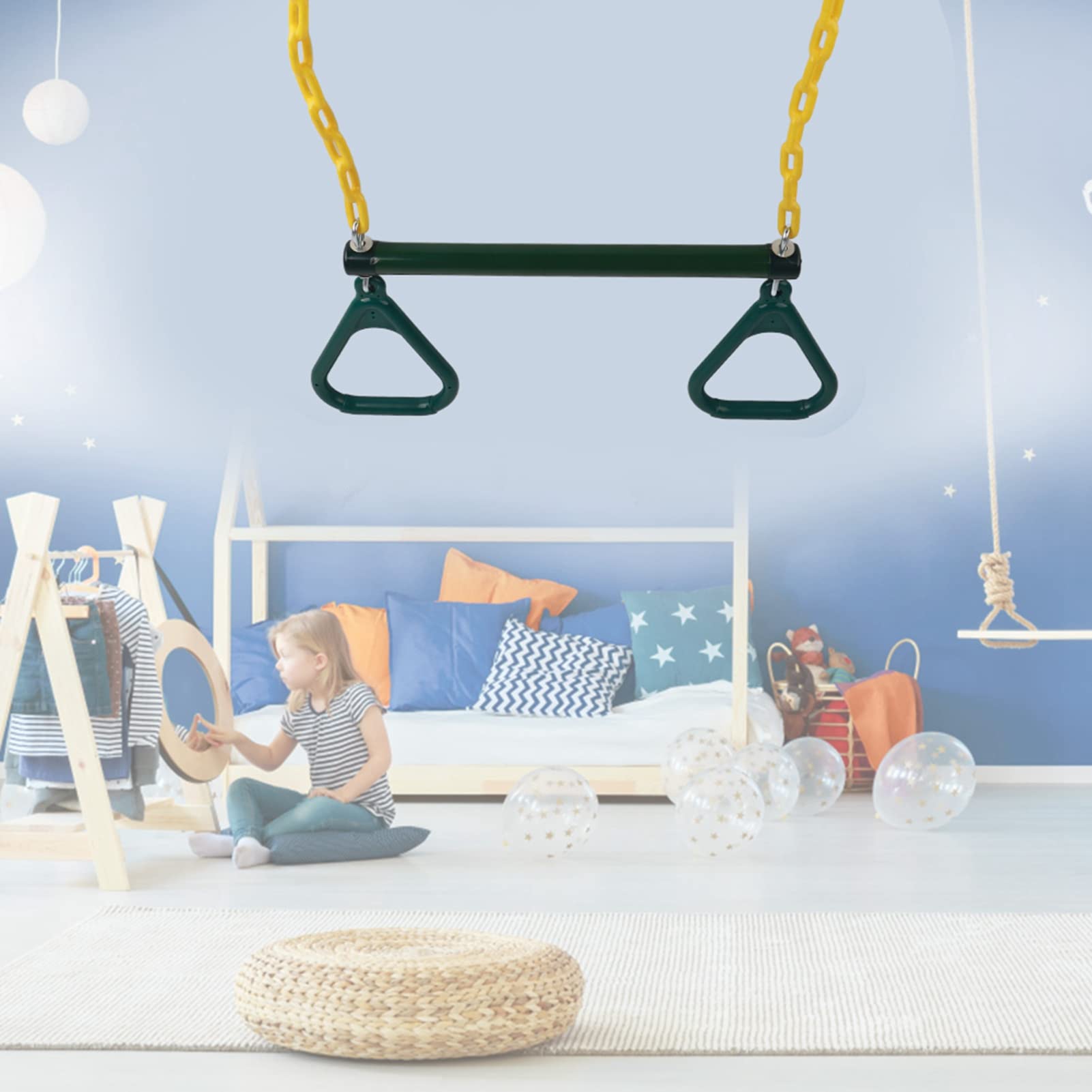 Haofy Gym Outdoor Spielzeug Trapeze Park Swing Bar Home Rings Kettenset Zubehör