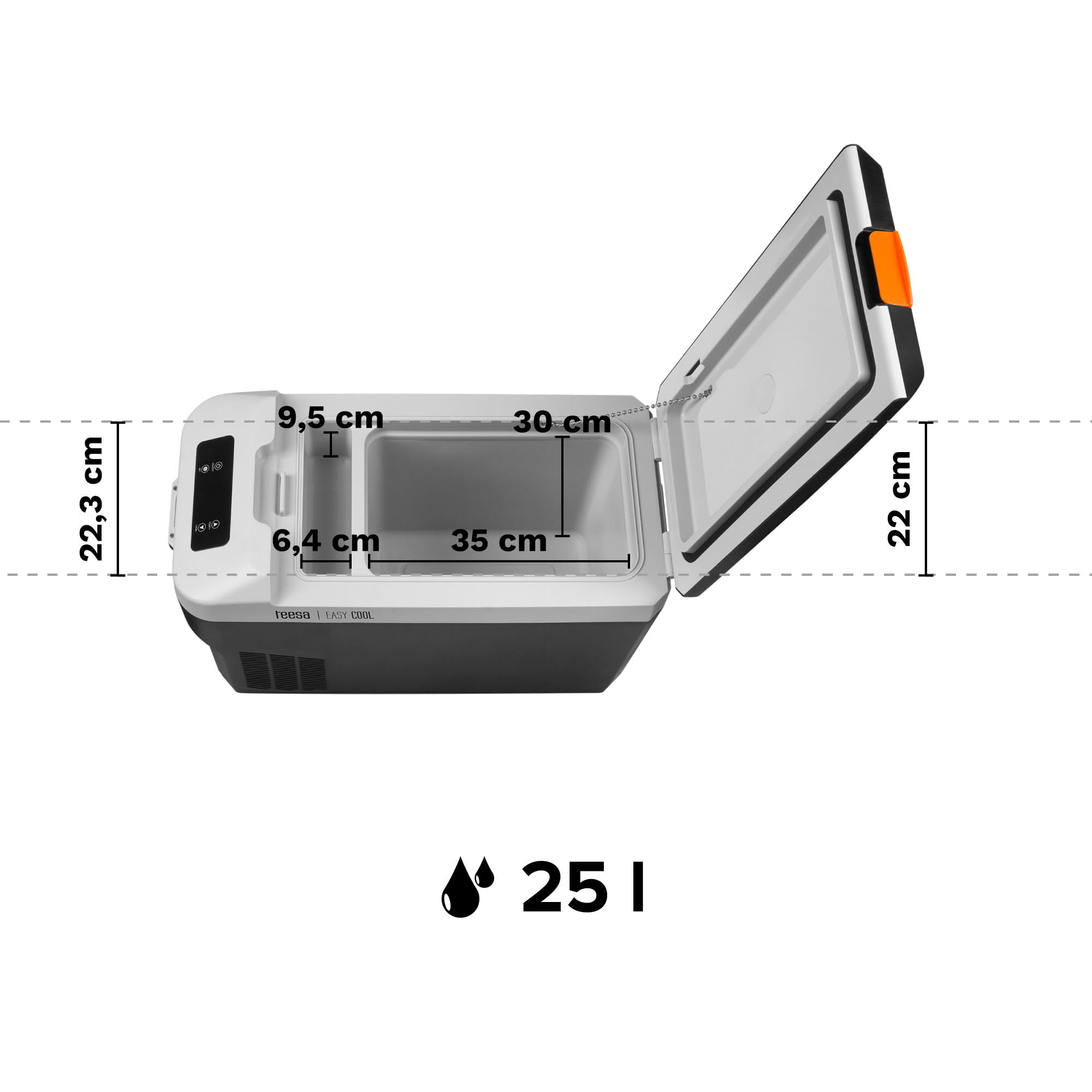 Teesa Frigorifero turistico professionale con funzione di congelamento ~-22°C Capacità a due scomparti 25L CC 12/24V AC 230V Pannello di controllo tattile LED TSA5007