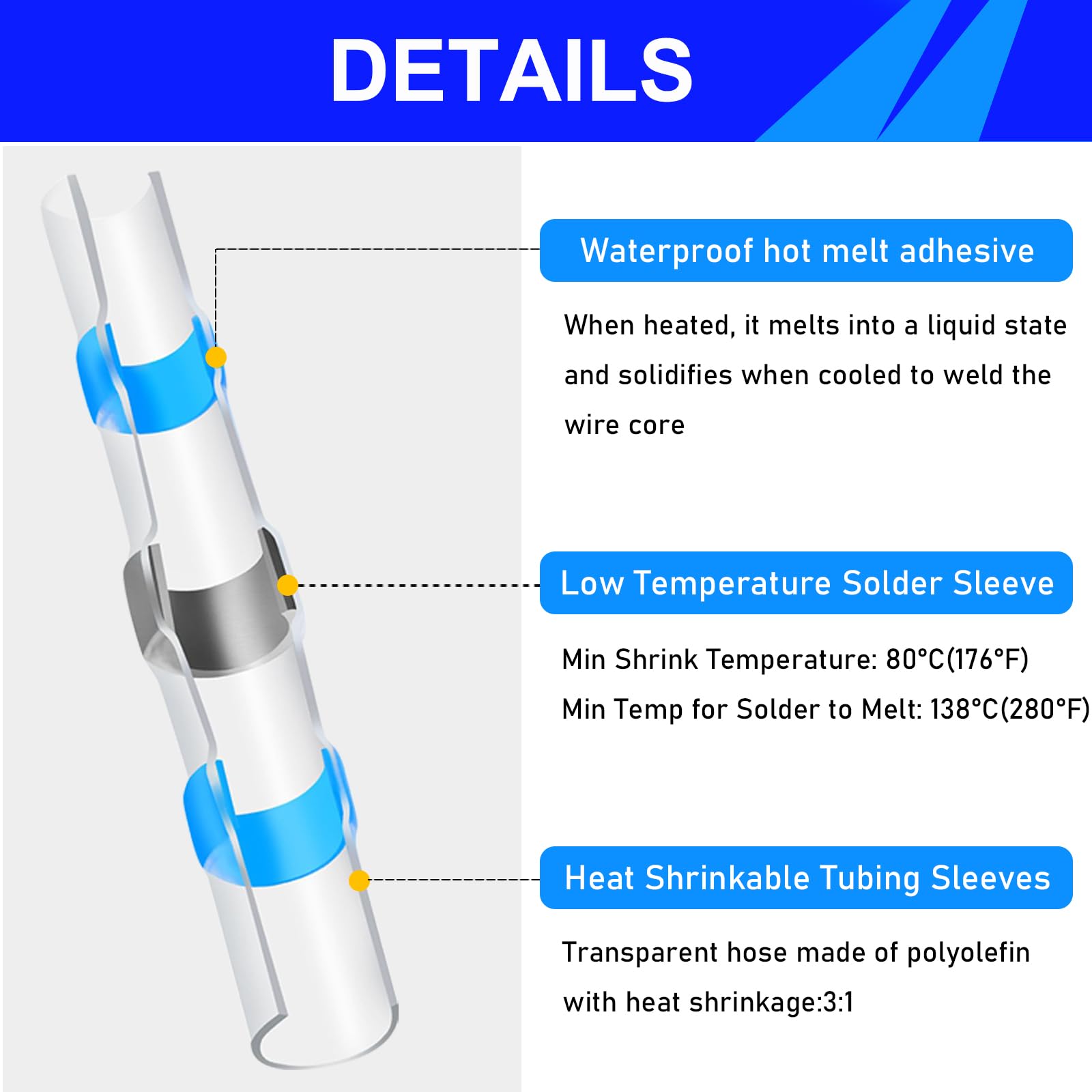 532 conectores de alambre de sellado de soldadura y kit de tubos termorretráctiles con pistola de calor, conectores de alambre de soldadura, conector eléctrico de alambre impermeable para