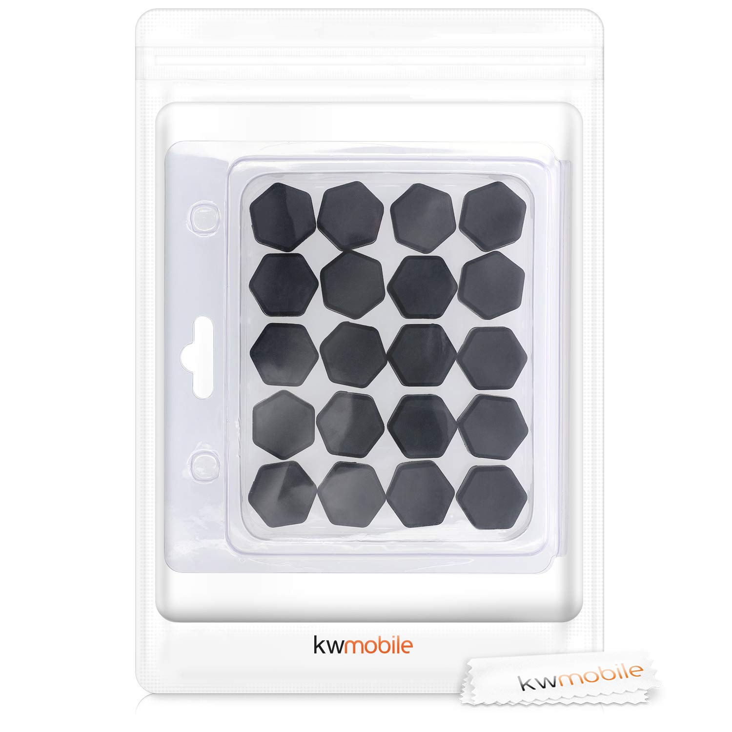 kwmobile 20x Copribulloni Compatibile con Dadi delle Ruote da 21 mm - Set 20 coperture bulloni Ruota Auto - Copricerchi in Nero