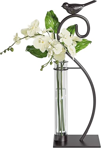Miniatura 17 de Marbrasse - Jarrón hidropónico de cristal de sobremesa, florero con soporte para decoración del hogar, soporte de terrario, contenedor de Scindapsus