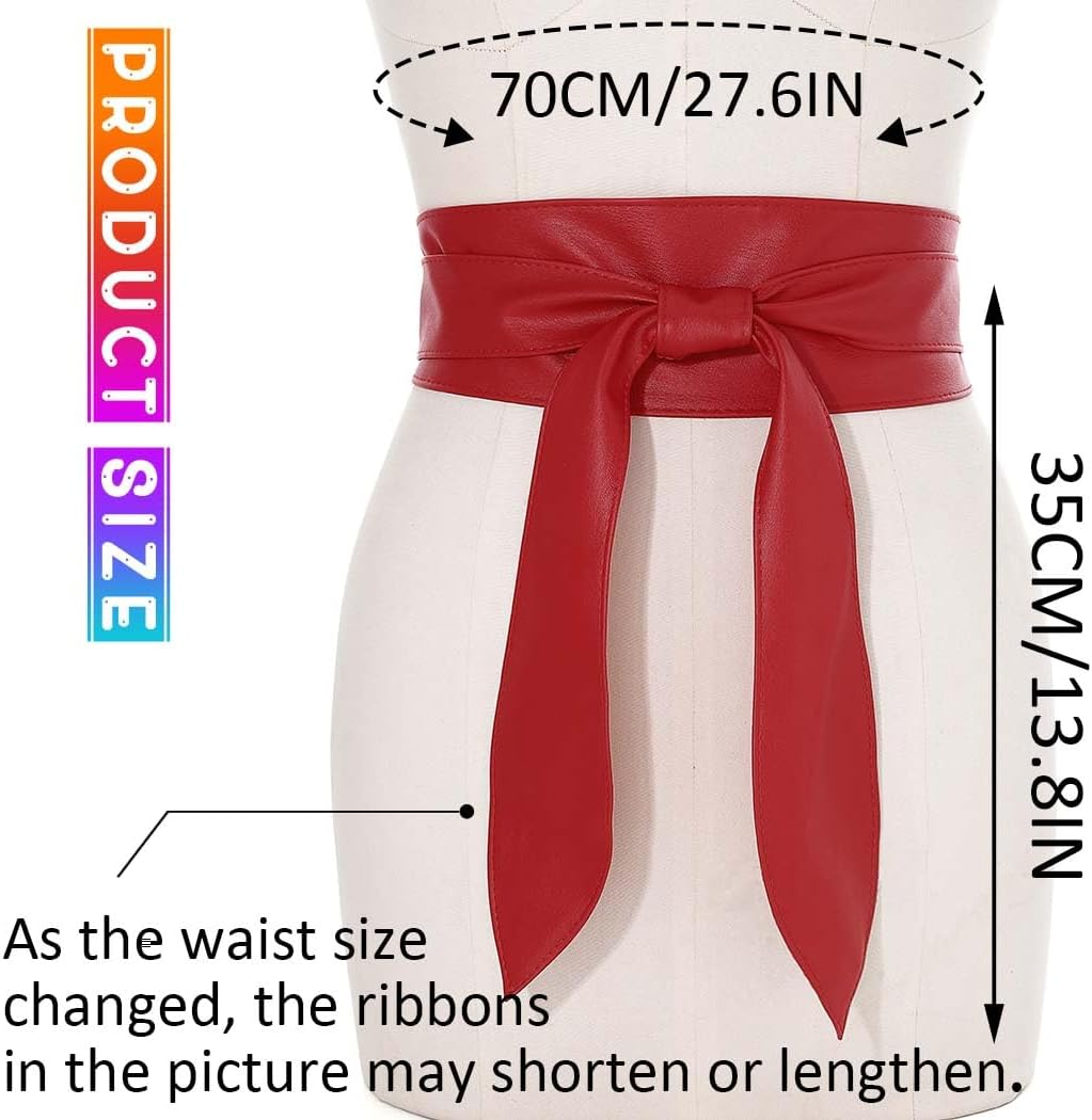 COSYDAYS Obi Waist Belt Black Wide Leather Corset Belt Fashion Wrap Waistband Accessories for Women - Image 3