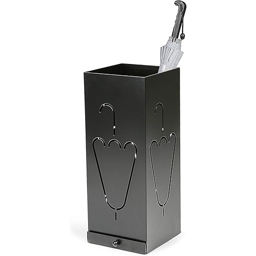 Classic Laser Cut Black Metal Umbrella Stand 20x20x50cm