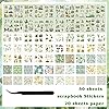 45 Sheets Scrapbook Stickers Travel 25 Paper Aesthetic Bullet Journal Stickers for Journaling Sticker Book Adult Cute Sticker for Scrapbooking Vintage Decorative Paper Planner Art Crafts Making Green #3