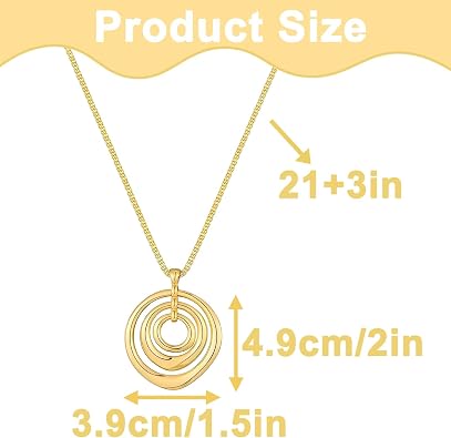 Gold Chunky Necklace for Women, Long Spiral Pendant Chain Jewellery