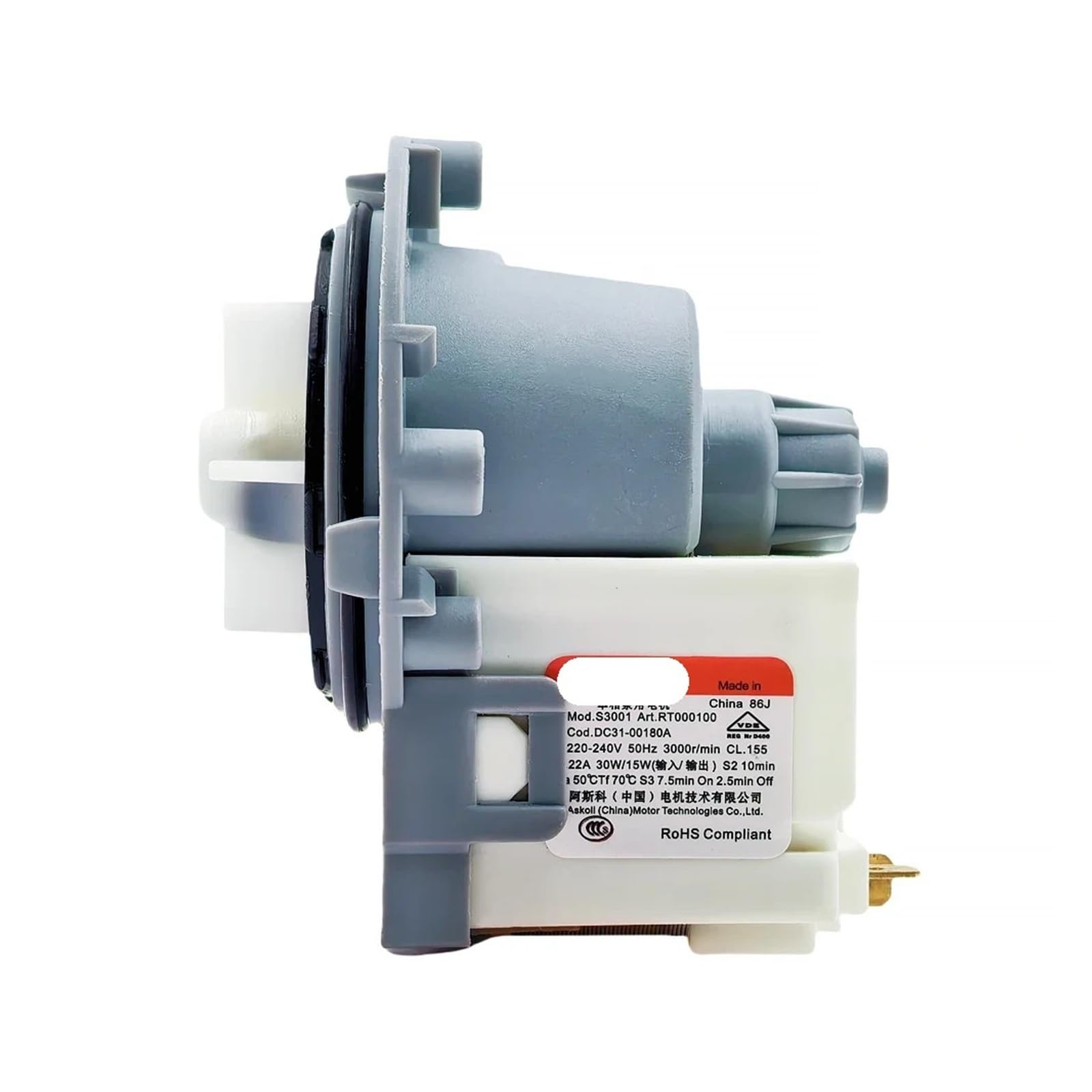 Washing Machine Drain Water Pump Assembly, Compatible for Samsung，DC31-00180A 220-240V Drainage Motor Washer Parts