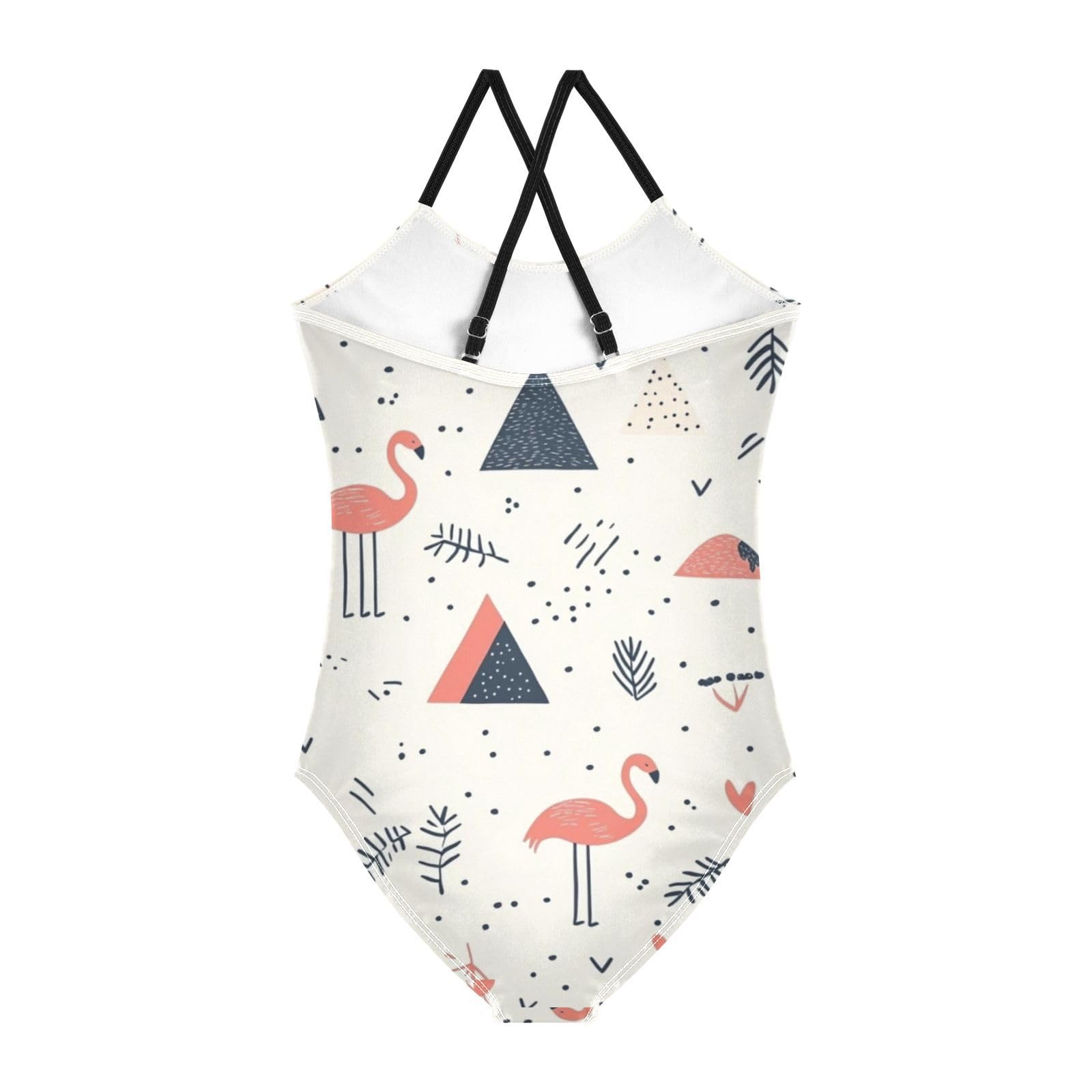 Geometric Flamingo Abstract Girls Swimsuit One Piece Bathing Suit for Baby Girls' Swimwear 7-8T